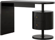 Scrivania Lara, Nero lucido, 120 x 50 cm con 2 conducenti, adatto per postazioni di lavoro al computer e applicazioni home office