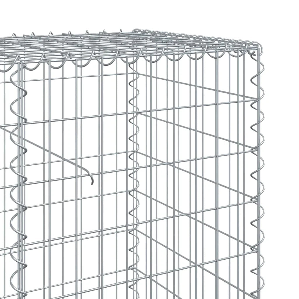 Gabbione recinto a gabbia muro di contenimento con coperchio 400 x 50 x 100 cm ferro zincato argento 02_0040163