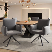 Sedie da pranzo girevoli a 360°, 6 pezzi in velluto grigio con braccioli ergonomici e schienale avvolgente