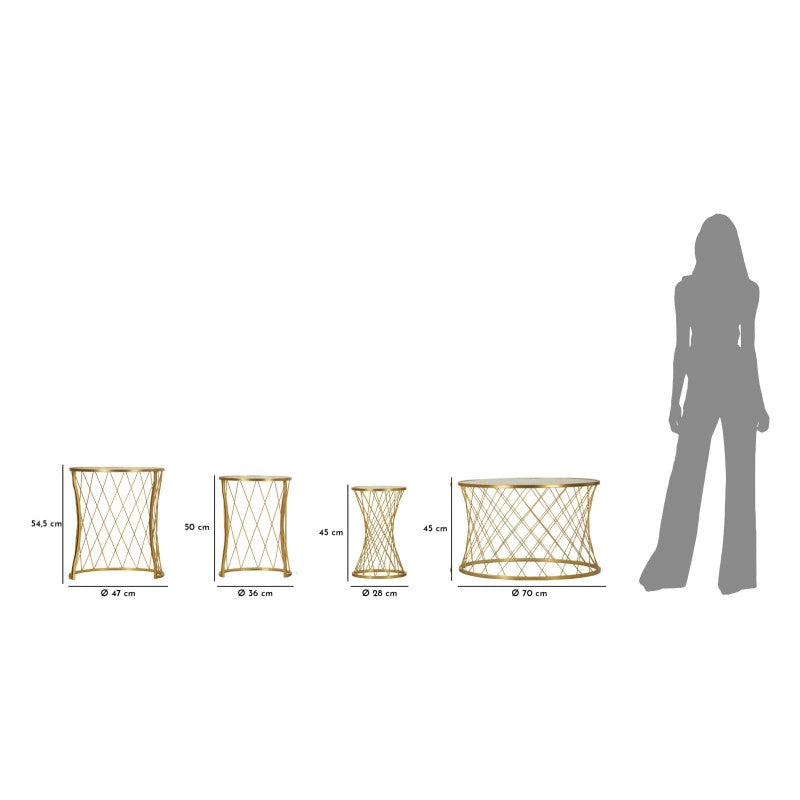 Tavolinetti Noah Gold Set 4 Pz cm ø 70x45-47x54,5-36x50-28x45
