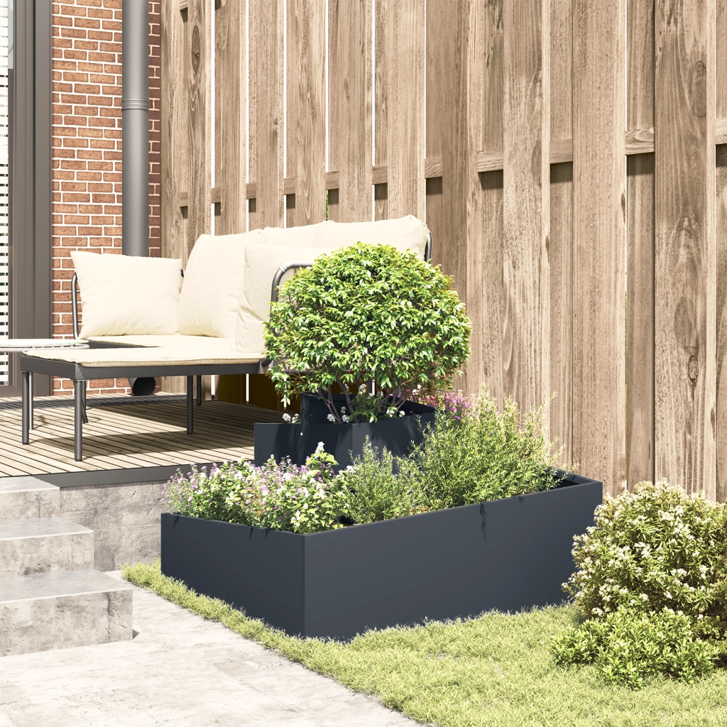 Fioriera Antracite 80x80x50 cm Acciaio Inossidabile