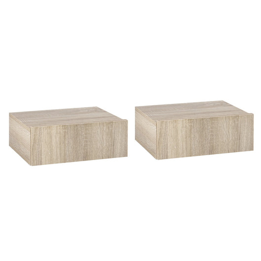 Set 2 Comodini Sospesi 40x30x15 cm Design Moderno Color Legno