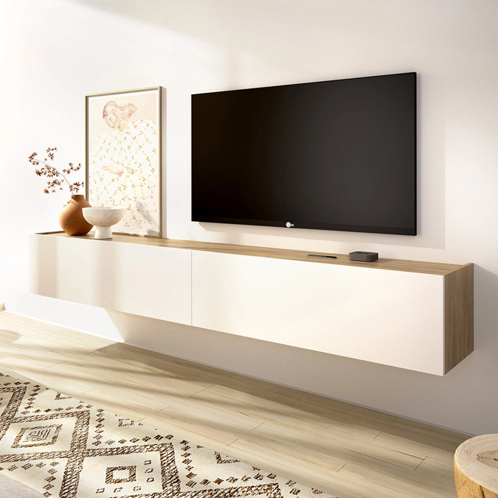 Bigfork, Mobile Porta tv un Ripiano, 35x180x29h cm Bianco