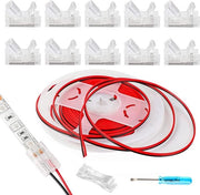 Fili di LED a connettori senza saldatura 10 pezzi 2 pin - 10mm - Con 10ft cavo di estensione - Per fili di LED idrorepellenti o non idrorepellenti 10mm di larghezza