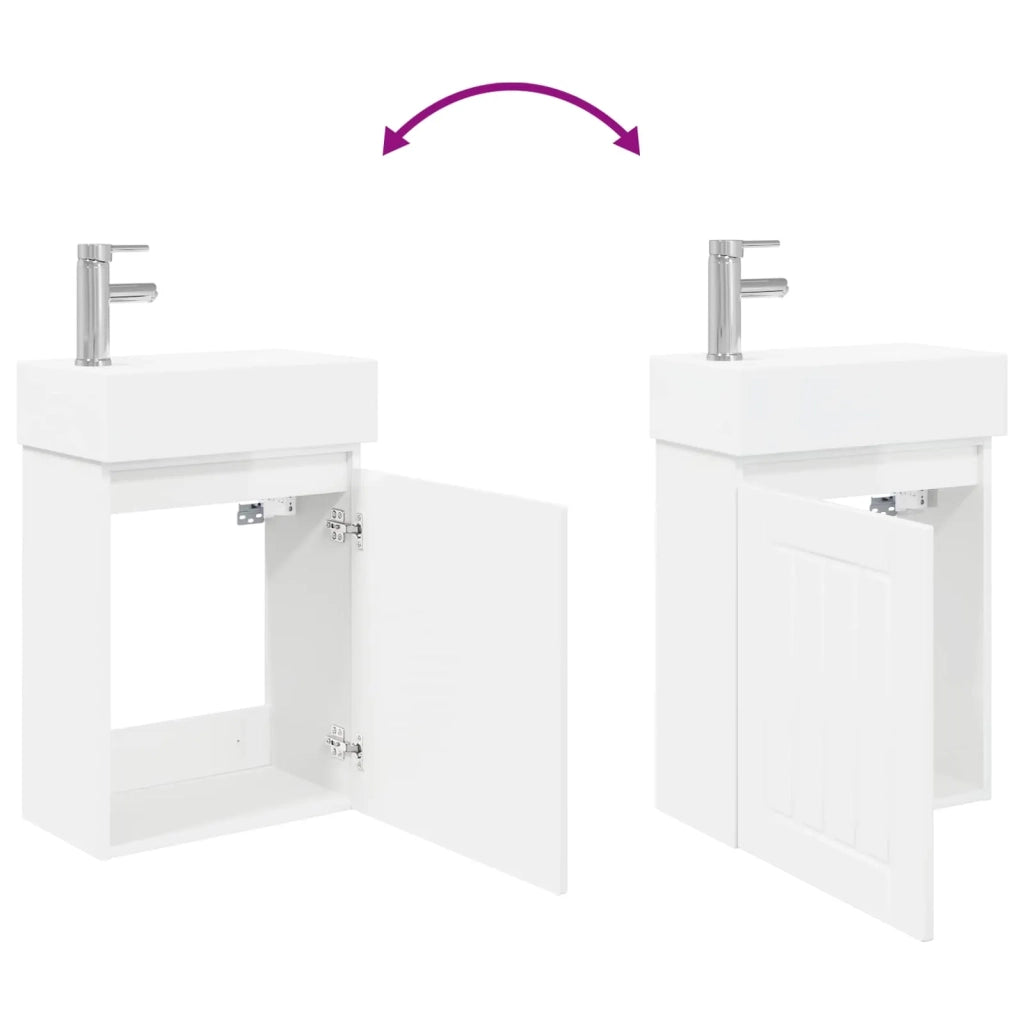 Mobile bagno con rubinetto Bianco Lucido 45,5 x 25,5 x 84 cm