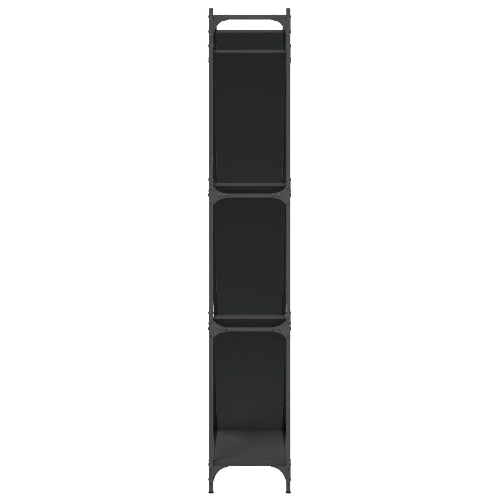 Libreria Nera 79x30x180 cm in Legno Multistrato e Metallo 845431
