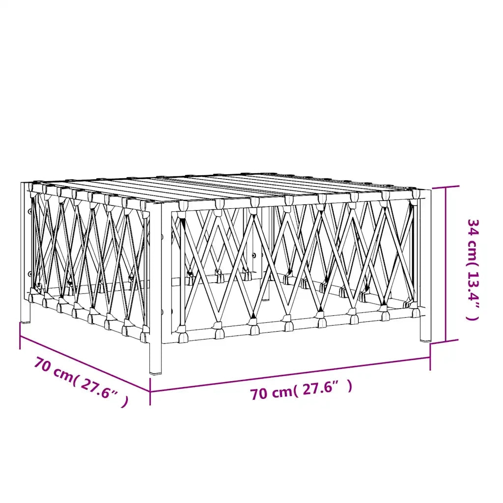 Tavolo da Giardino Bianco 70x70x34 cm in Tessuto Intrecciato 364141