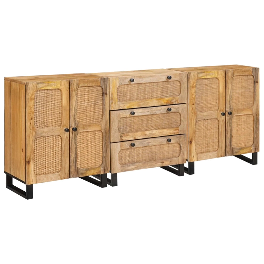 Credenza 3 pcs Marrone 180 x 33 x 75 cm Legno di mango massello 3310059