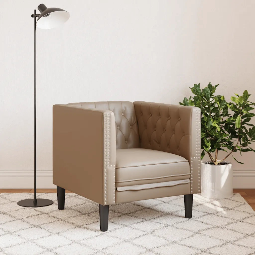 Divano Sedia-Poltrona Chesterfield Cappuccino in Similpelle