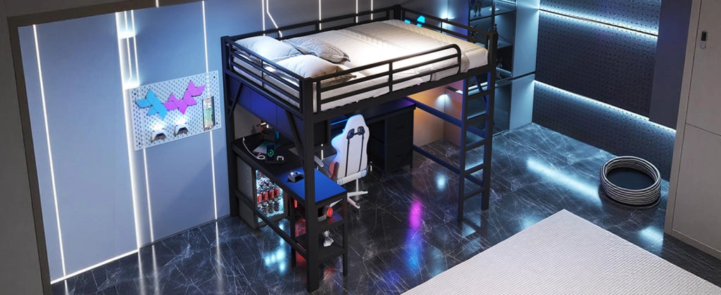 letto a castello metallo nero 140 x 200 cm