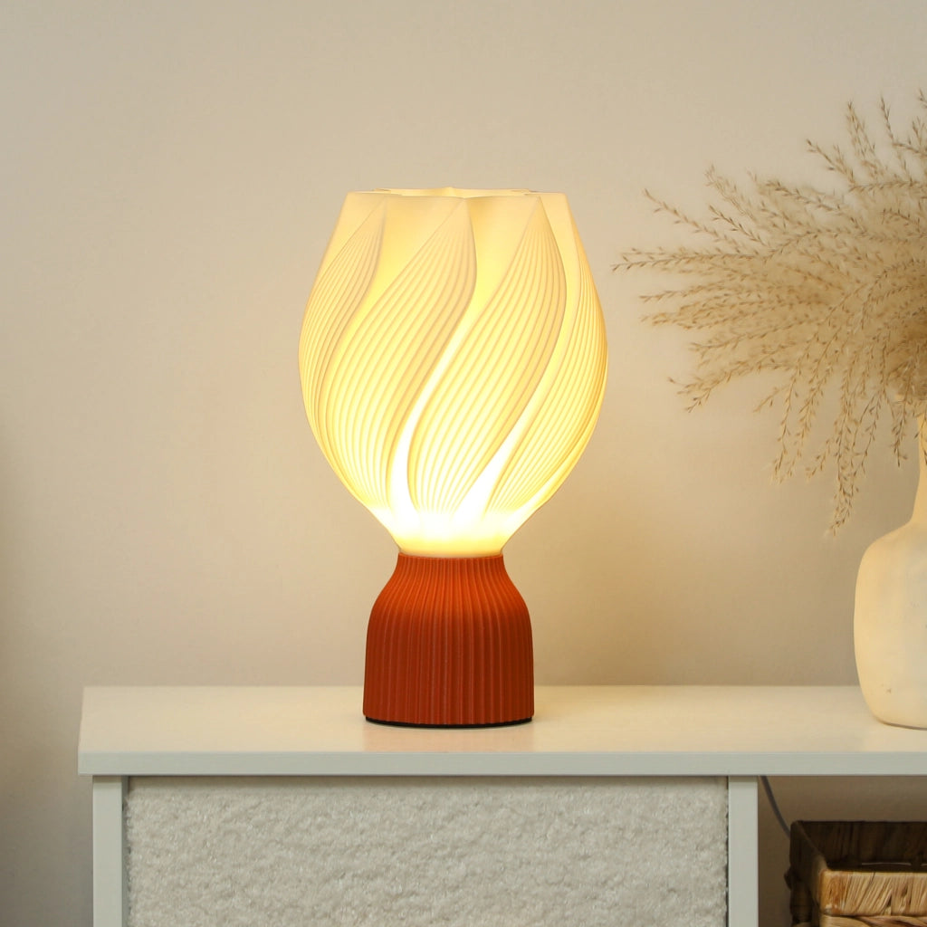 Tavolino LED 3D con design petali ¨C zephmum ¨C bianco e terracotta ?16,5x28 cm