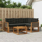 Set di divani da esterno con cuscino 5 pcs Naturale e Nero