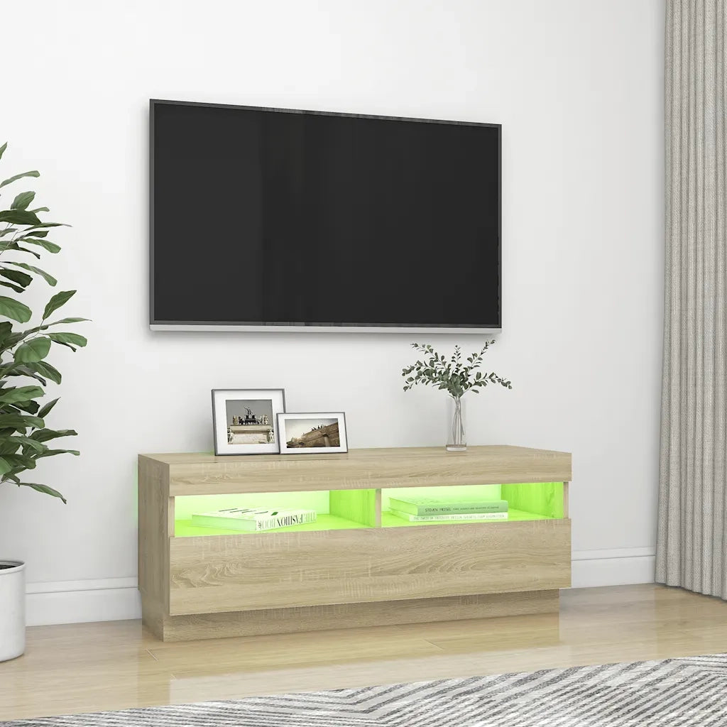 Mobile TV | Armadietto TV | Mobile Porta TV con Luci LED Rovere Sonoma 100x35x40 cm
