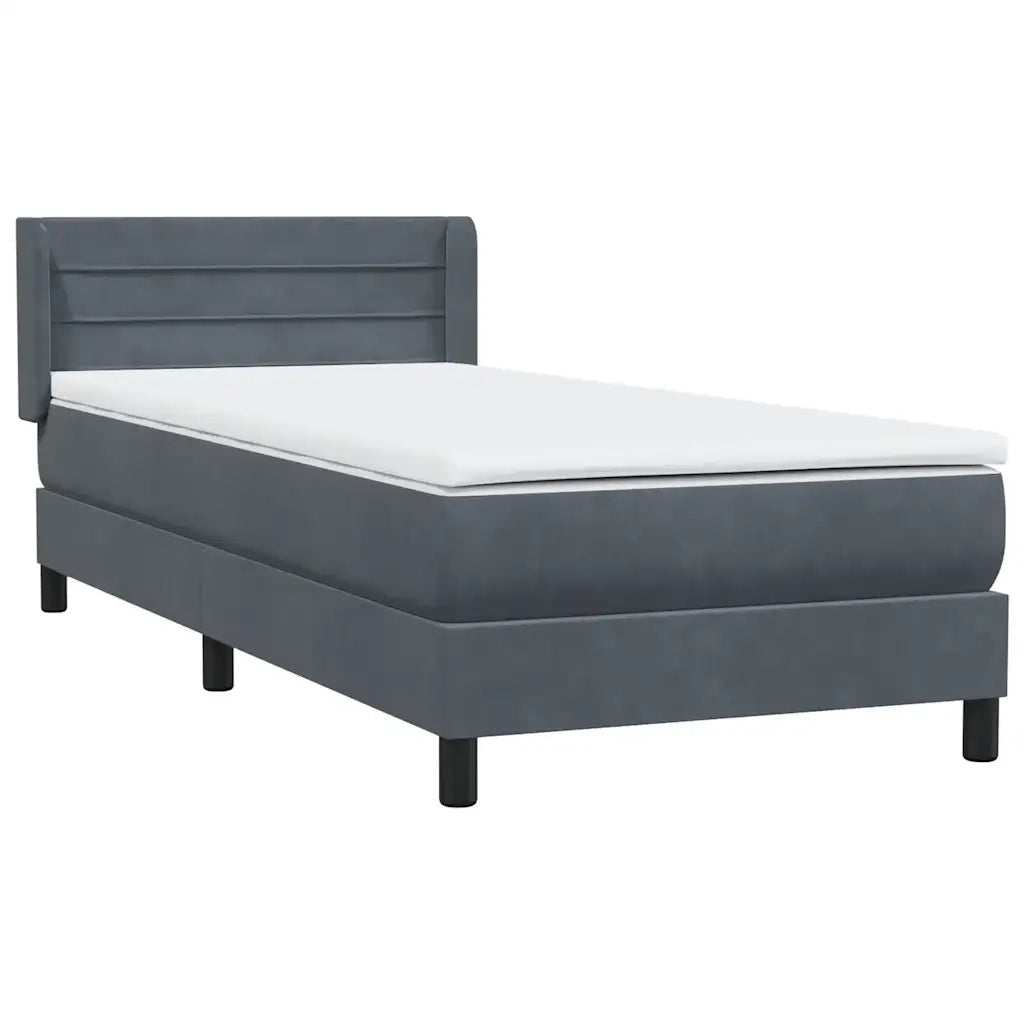 Giroletto a Molle con Materasso Grigio Scuro 90x220 cm Velluto 3318226