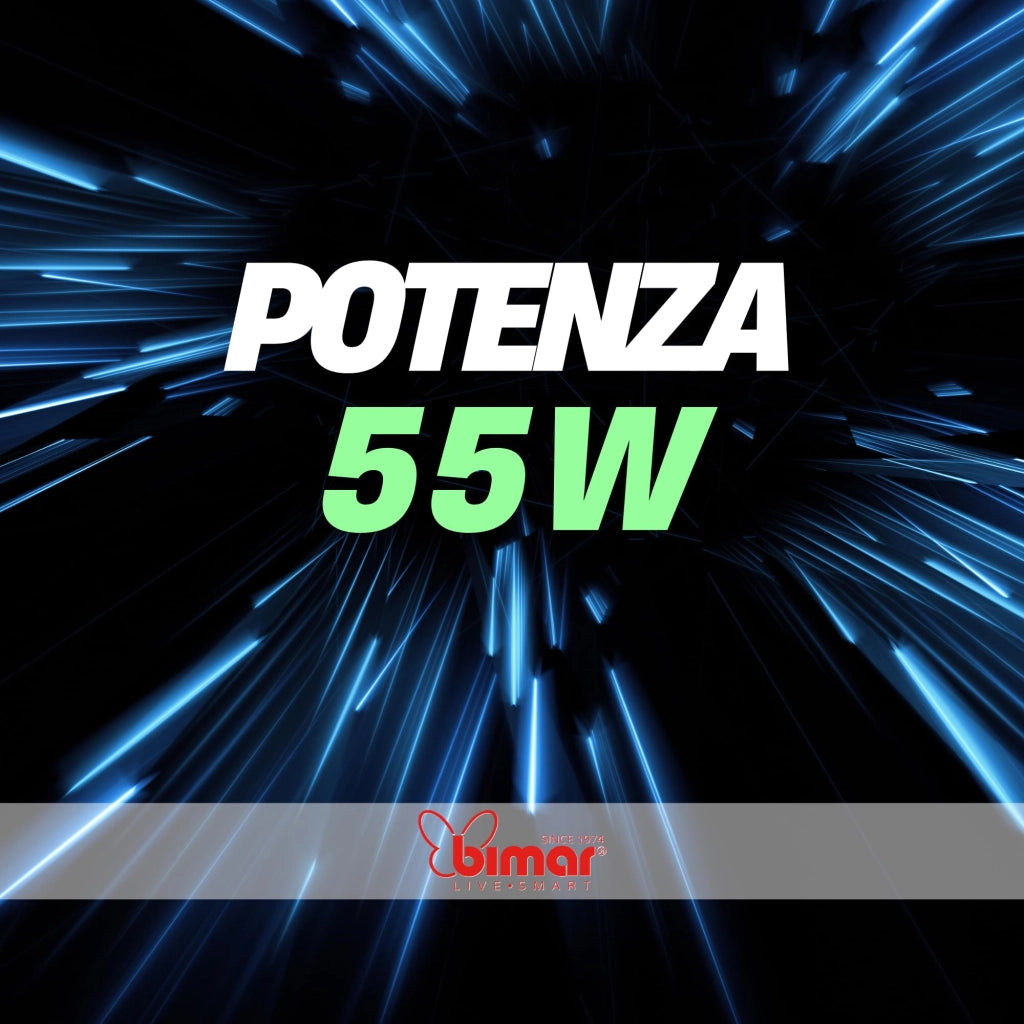 Bimar INB-VP433R Ventilatore a Piantana 40 cm con Base Tonda e 55W, 5 Pale ad Alta Efficienza, 3 Velocità, Oscillazione 90°, Altezza Regolabile 139cm