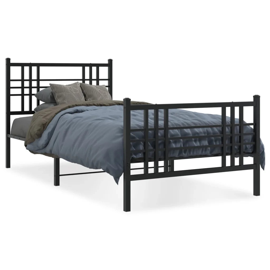vidaXL Giroletto con Testiera e Pediera Metallo Nero 90x200 cm