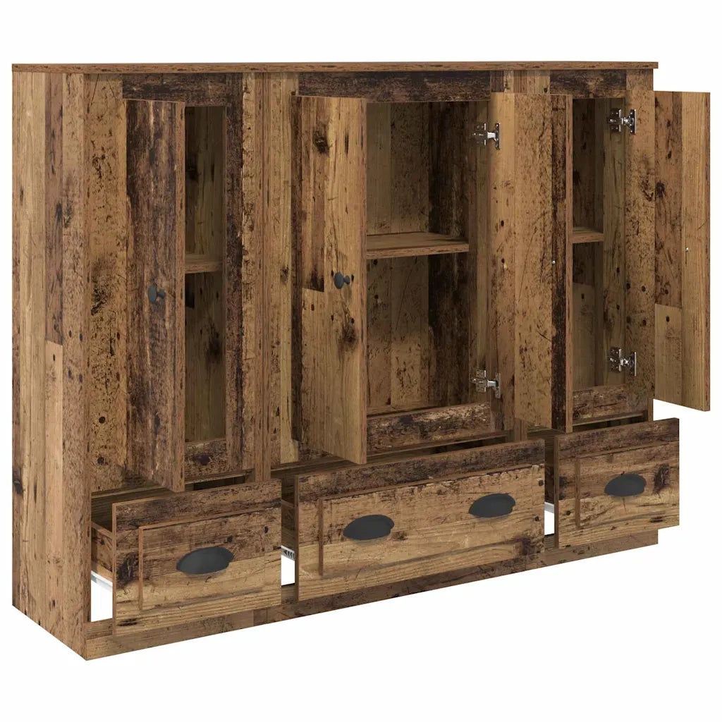 Credenza con cassetto 3 pz-Set di 3 Buffet-Armadio da cucina Legno vecchio Legno multistrato 871518