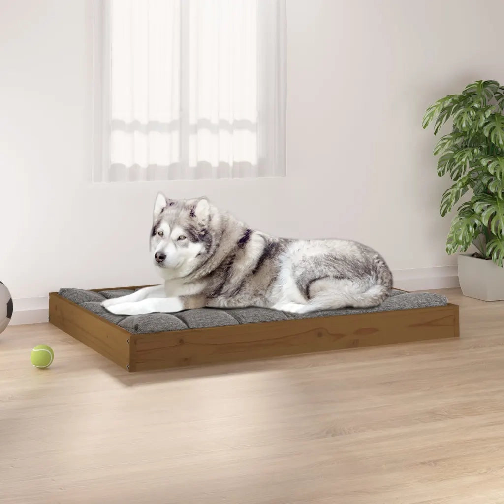 Cuccia per Cani Ambrata 101,5x74x9 cm in Legno Massello di Pino 820869