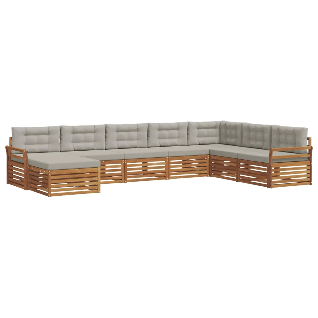 Set di divani da esterno 8 pcs Grigio Naturale e Chiaro