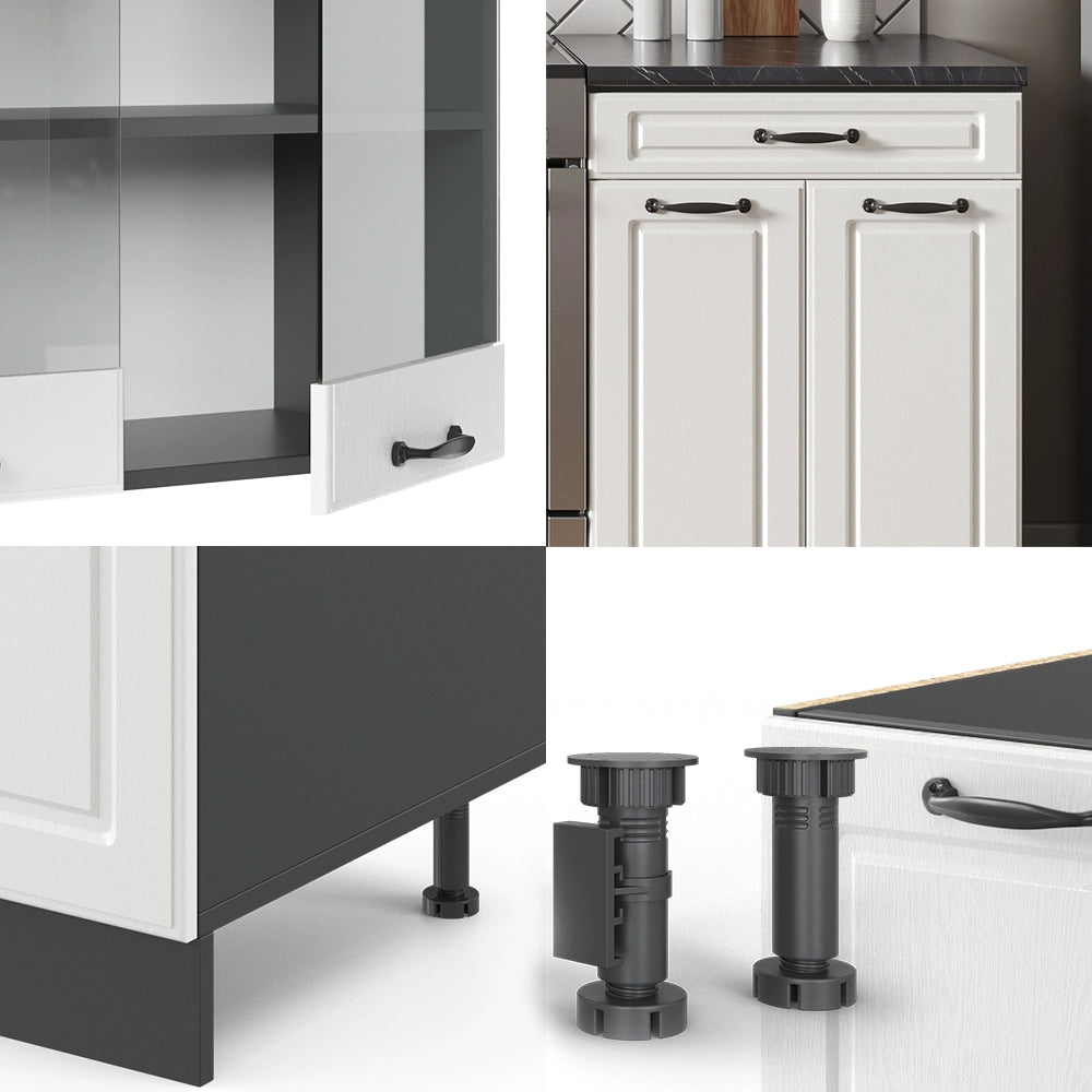 Vicco Cucina componibile Bianco casa di campagna/antracite 200 cm senza piano di lavoro