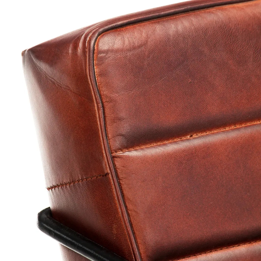 Poltrona-Divano Sedia-Poltroncina Marrone Scuro in Vera Pelle