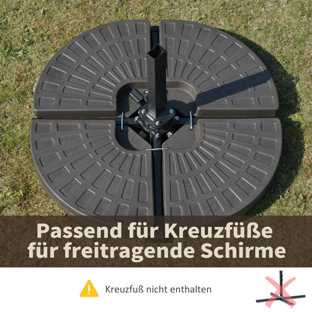 Base per ombrellone 4 pezzi ¨C zephmum ¨C riempibile con sabbia/acqua, HDPE, colore caff¨¨