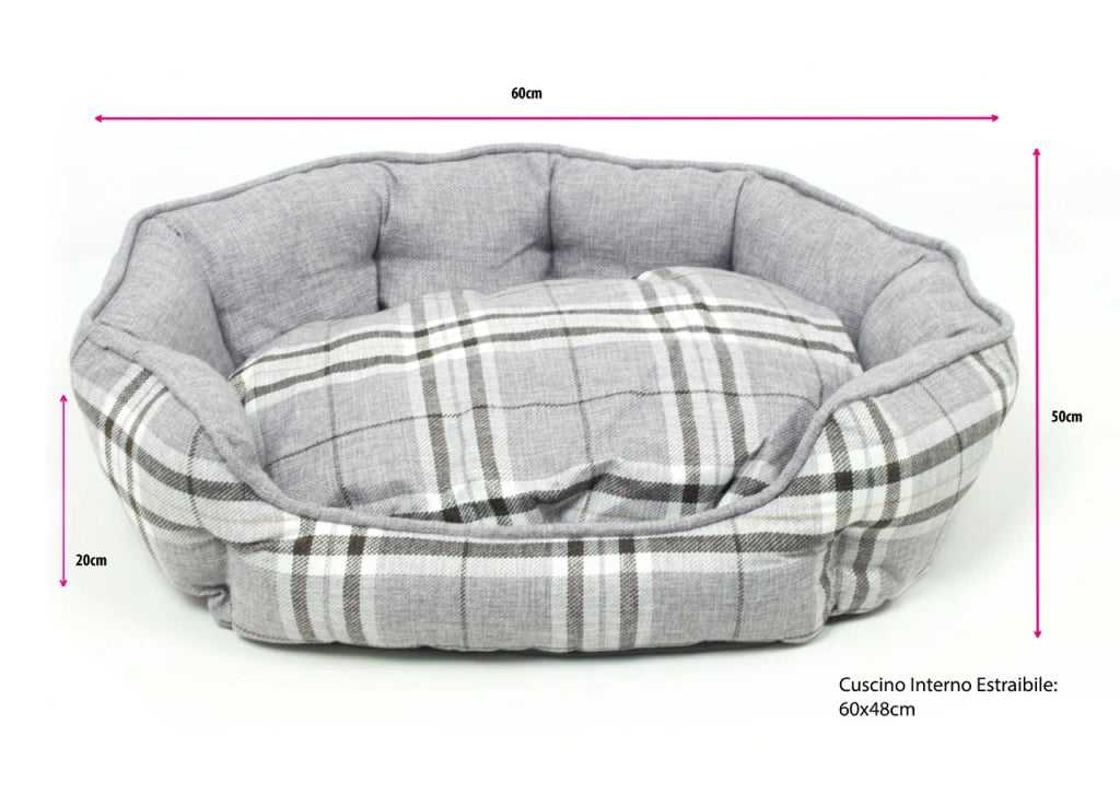 Cuscino Per Animali Domestici Con Retro Antiscivolo Modello Tartan