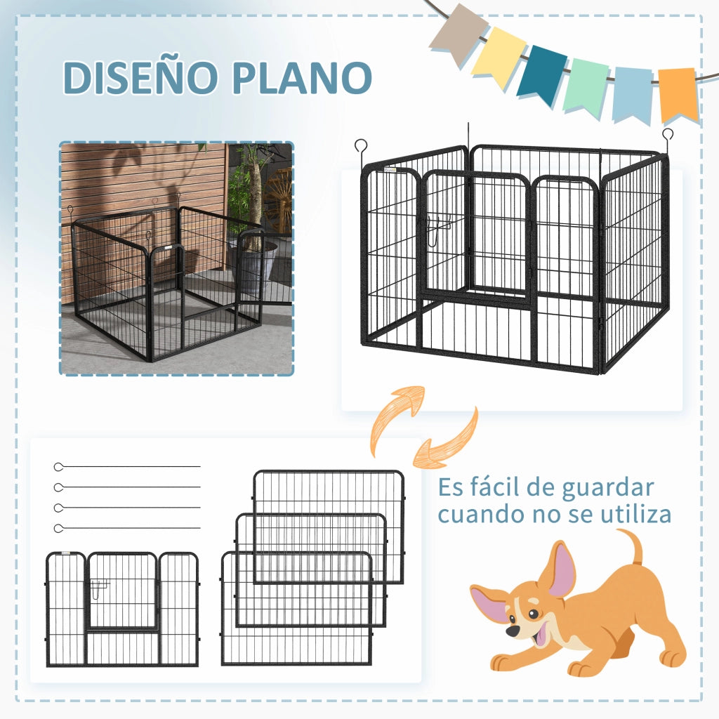 Recinto per cani pieghevole 4 pannelli ¨C zephmum ¨C grigio 82x82x60 cm
