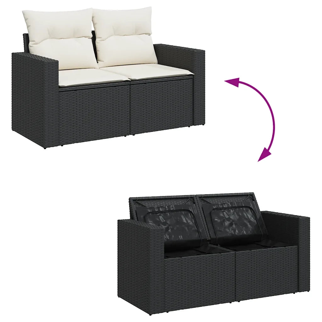 Set Divano da Giardino 6 pz con Cuscini Nero in Polyrattan 3325422