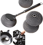 Set di pulizia a 4 elementi con manico in acciaio - Resistente alle graffi, duraturo e facile da pulire - Spazzola per forno a gas - Spazzola per rimozione grasso per barbecue - 9*9*26 cm - Adatto per cuochi casalinghi e appassionati di barbecue - Argento