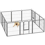Recinto per cani 12 pannelli pieghevoli ¨C Xylo ¨C acciaio nero 60H cm 2 porte