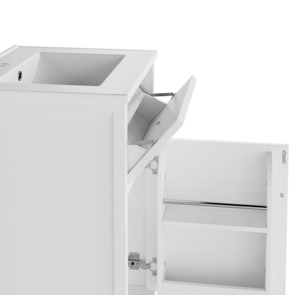 Mobile lavabo 51x46x87 cm con ripiano regolabile e lavabo integrato in MDF e ceramica bianco