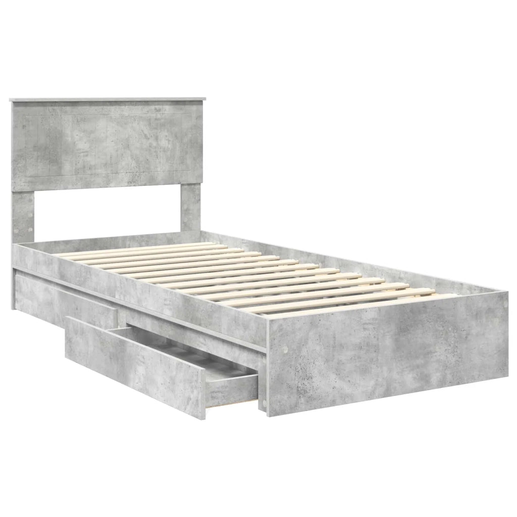 Letto con Contenitore con testiera Grigio cemento 90 x 190 cm 3410843