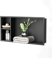 Douchetta Integrata Resistente All'Umidità - Piastra Doccia - Acciaio Inossidabile - 60x30x10 cm - Nero - Stile 2 - Doccia in Acciaio