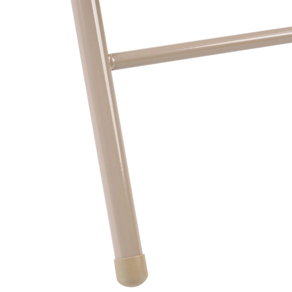 Set di 4 sedie pieghevoli con struttura in metallo beige, seduta e schienale imbottiti in tessuto, sedute ribaltabili