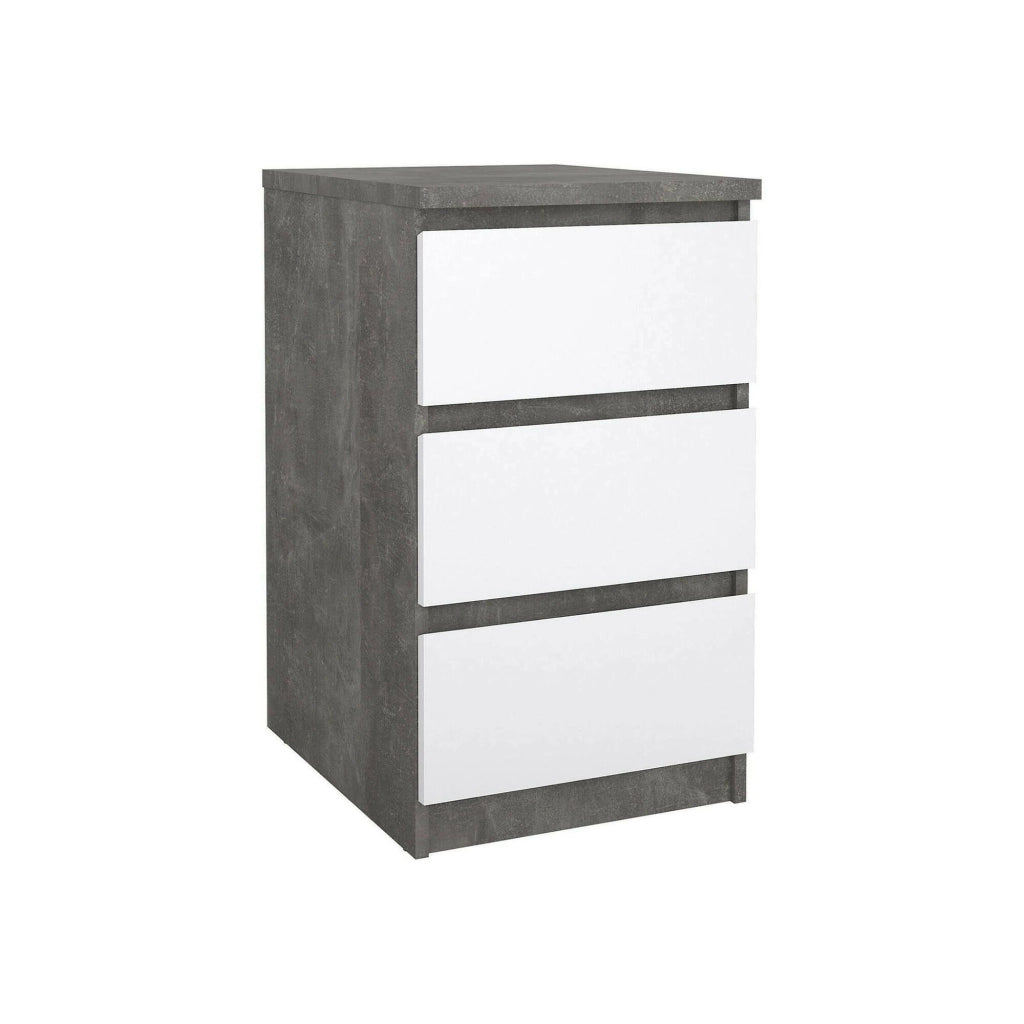 Cassettiera Accudino, Settimino multiuso, Comò camera da letto, Mobile con cassetti, 50x40 h70 cm, Cemento e Bianco lucido