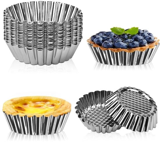 Mini Forme di Torta in Acciaio Inossidabile - 20 Pezzi - Antiscivolo - Forma a Uovo - Alta Conduttività Termica - Sicuro e Igienico - Forma a Cupcake
