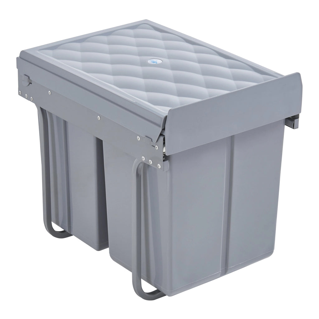 Pattumiera Estraibile Froland con 3 Bidoni Sotto Lavello 2x 10 L + 1x 20 L Grigio [en.casa]