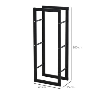 Portalegna Legnaia in Ferro 40x25x100 cm da Interno Max 100Kg  Nero