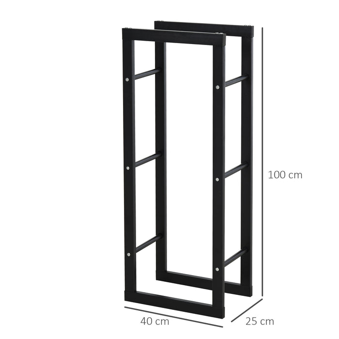 Portalegna Legnaia in Ferro 40x25x100 cm da Interno Max 100Kg  Nero