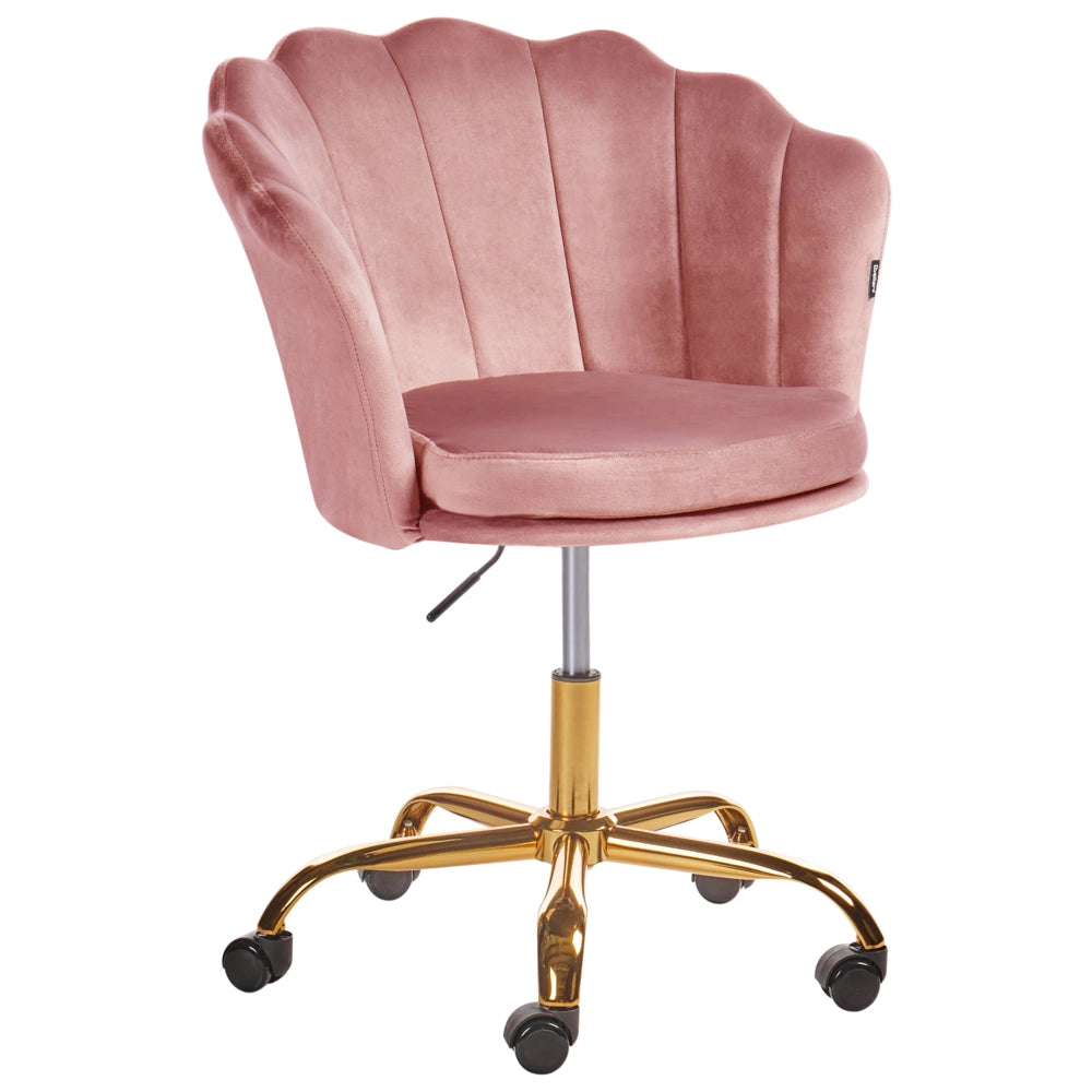 Sedia da ufficio in velluto di colore rosa con base girevole altezza regolabile elegante moderna