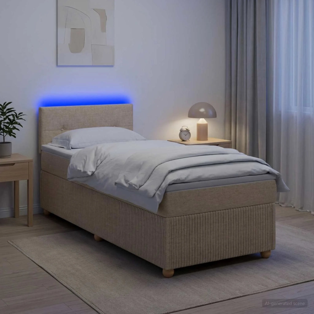 Letto box spring con materasso Crema 100 x 200 cm Tessuto 3452867