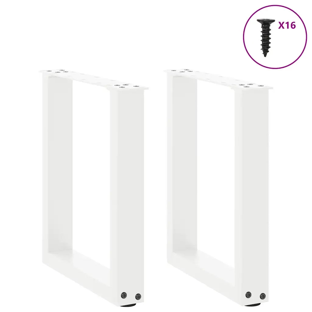 Gambe per Tavolino da Caff¨¨ a Forma di U 2 pz-Set di 2 Gamba per Tavolo Bianche 28x(42-43) cm Acciaio