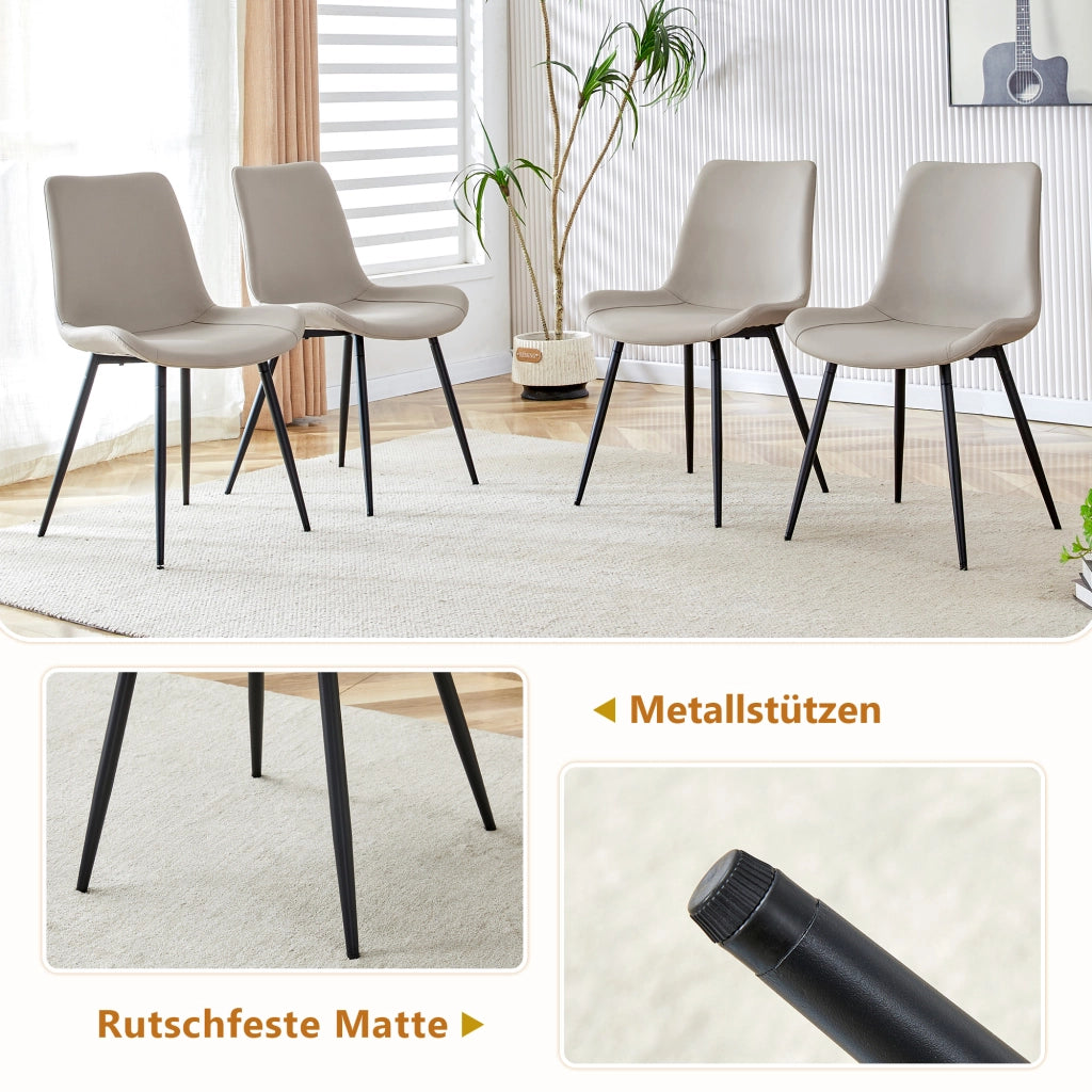 Tavolo da pranzo rettangolare con vano contenitore integrato e 4 sedie in tessuto tecnico, in MDF e metallo, marrone e nero
