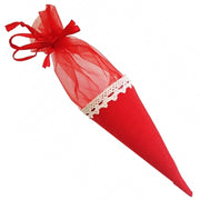 Trade Shop - Set Bomboniere Cono Rosso In Tessuto Sacchetto Porta Confetti Riso Porta Fortuna -