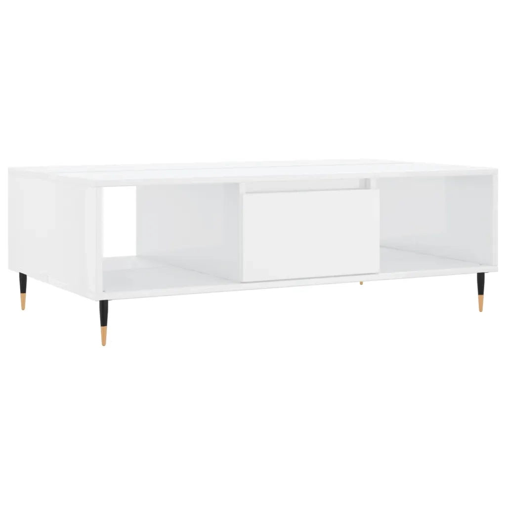 Tavolino da salotto | Tavolino da caff¨¨ | Tavolino da Soggiorno Bianco Lucido 104x60x35cm Legno Multistrato