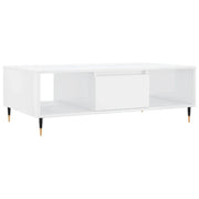 Tavolino da salotto | Tavolino da caff¨¨ | Tavolino da Soggiorno Bianco Lucido 104x60x35cm Legno Multistrato