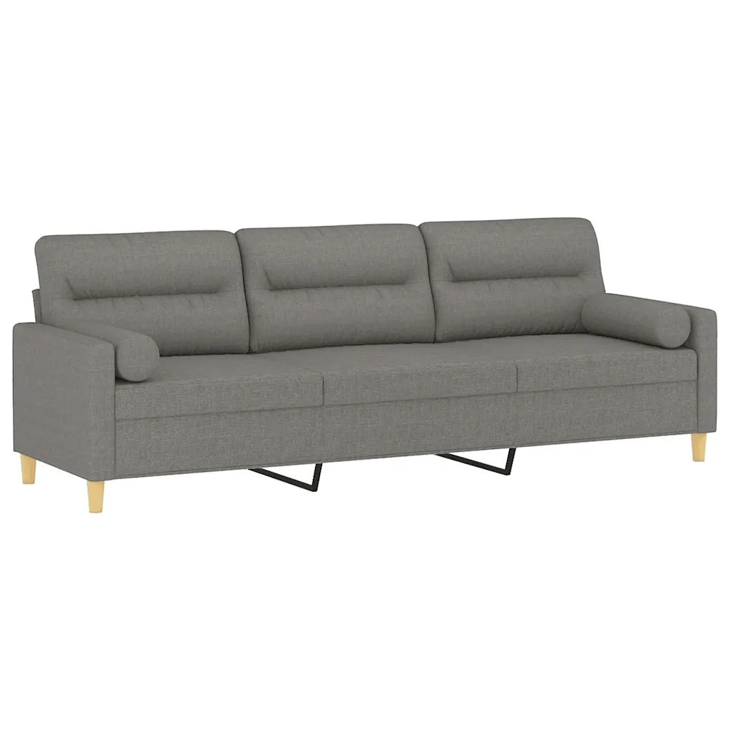 Divano a 3 Posti con Cuscini Grigio Scuro 210 cm in Tessuto 3153000