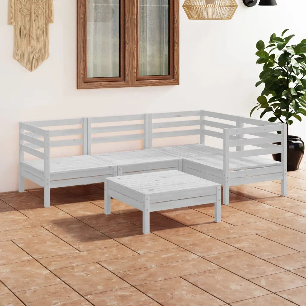 Set Divani da Giardino 5 pz in Legno Massello di Pino Bianco  cod mxl 36559