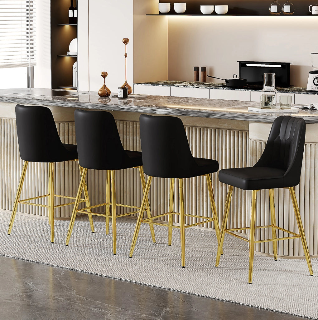 SGABELLI BAR Set da 2 pezzi h 100 cm in PU nero e metallo oro